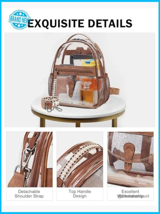 Clear Mini Backpack Purse Stadium Approved PVC Transparent Shoulder Bag main image 4